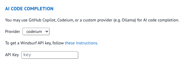 Paste Windsurf API key